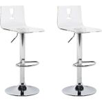 Busan Şeffaf Döner Bar Sandalyesi 2'li Set, 57–79 cm Ayarlı, Akrilik, Modern Tasarım - Gri