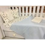 Buse Baby Home Busebabyhome Mavi, Çocuk Çok Amaçlı Poplin ,pikeli ve Ponponlu Nevresim Takımı 6'lı Set - 100 x 150 cm