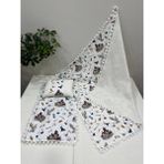 Buse Baby Home Harry Potter Temalı Poplin Kumaş ve Ponponlu Alt Açma , Yastık ve Battaniye 3'lü Set - Krem