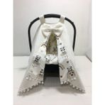 Buse Baby Home Krem Pikeli ve Poplin Kumaş, Ponponlu Puset Örtüsü ve Puset Minderi 2'li Set - Krem Rengi