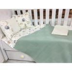 Buse Baby Home Yeşil , Çocuk Çok Amaçlı Poplin ,pikeli ve Ponponlu Nevresim Takımı 6'lı Set - 100 x 150 cm