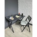 Buse Çalışma Masası Ofis Bilgisayar Masası + Katlanır Sandalyeli 103 cm Metal Siyah Ayak - Mavi - Gri - 103 x 52 x 96