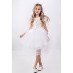 Buse & Eylül Bebe Buse & Eylü Bebe Beyaz Pullu Kız Çocuk Parti Elbisesi Özel Olaylar İçin Şık Silüet - 3 Yaş