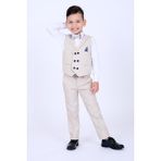 Buse & Eylül Bebe Krem Mendil Detaylı Erkek Çocuk Smokin Takım - 2 Yaş