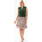 Buse Vual Kısa Yazlık Etek Tomurcuk Desen Beyaz 6165 - 2XL - 3XL