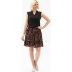 Buse Vual Kısa Yazlık Etek Tomurcuk Desen Siyah 6162 - L - XL