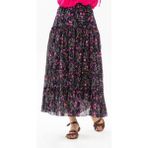 Buse Vual Uzun Yazlık Etek Tomurcuk Desen Koyu Mor 6169 - L - XL