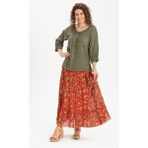 Buse Vual Uzun Yazlık Etek Tomurcuk Desen Turuncu 6168 - 2XL - 3XL