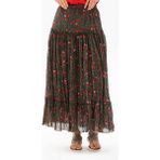 Buse Vual Uzun Yazlık Etek Tomurcuk Desen Yeşil 6170 - 2XL - 3XL