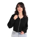 BUSEM Kadın Fermuarlı Sweatshirt, Siyah, S