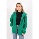 BUSEM Kadın Fermuarlı Uzun Hırka, Oversize Kalıp, Benetton Yeşil, S Beden