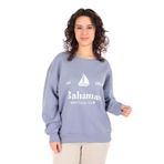 BUSEM Kadın Mavi Sweatshirt, Bisiklet Yaka, Uzun Kol, Oversize, L-XL
