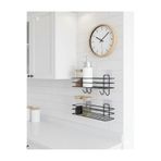 BUSEMSİ HOME Mutfak Rafı 2'li Set Yapışkanlı Lüks Modern Siyah Metal Baharatlık Rafı Organizer Düzenleyici