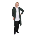 Büşra Triko Önü Açık Yırtmaç Detaylı Uzun Hırka, L, 8039920217259, YEŞİL, Kadın