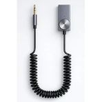 Busstier Aux Bluetooth 5.0 Alıcı Adaptör Mikrofonlu Usb Beslemeli Araç Ev Tipi Ses Sistemlerine Uyumlu Spiral Kablo Aux To Bluetooth Çevirici