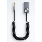 Busstier AUX Bluetooth 5.0 Alıcı Adaptör Mikrofonlu USB Beslemeli Araç ve Ev Tipi Ses Sistemlerine Uyumlu Spiral Kablo Aux to Bluetooth Çevirici