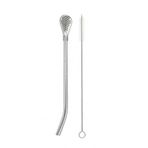 Busstier Süzgeç Uçlu Metal Pipet Seti, Filtreli Kaşık Pipet, Temizleme Fırçası Dahil, Kokteyl Sunum Bitki Çayı ve Yerba Mate (Bombilla) için Tekrar Kullanılabilir Şık Tasarım
