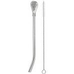 Busstier Süzgeç Uçlu Metal Pipet Seti, Filtreli Kaşık Pipet, Temizleme Fırçası Dahil, Kokteyl Sunum Bitki Çayı Yerba Mate (Bombilla) Için Tekrar Kullanılabilir Şık Tasarım