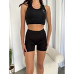 Büstiyer ve Şort Takımlı Sporcu Mayo Büstiyer Spor Mayo Şortlu Mayo Bikini - Siyah - 2XL