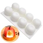 Bustlwor 8 Boşluklu Silikon Kek Kalıbı, 3D Elma Silikon Kalıp, El Yapımı Top Şeklinde Yiyecek, Jöle Muffin Çikolata Kalıpları (Beyaz)