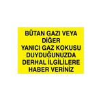 Bütan Gazı Veya Diğer Yanıcı Gaz Kokusu... Uyarı Tabelası - 50x70 Alüminyum Kompozit Panel - DG2