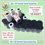 Butek 56X16; 10 Adet Rulo; Termal Yazar Kasa Pos Rulosu, Yazar Kasa Fişi - 56mmX16m