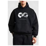 Butik 10 Kasıma Özel Üç İplik Kapşonlu Baskılı SweatShirt - Siyah