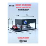 Butik 3D Baskı 1/64 Ölçekli BMW Showroom Tasarımlı Siyah Diorama Araç Sergileme Garajı