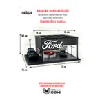 Butik 3D Baskı 1/64 Ölçekli Ford Showroom Tasarımlı Siyah Diorama Araç Sergileme Garajı