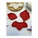 Butik 3d Baskı 3'lü "Aşk" Kalp Şekilli Kurabiye Kalıbı Set 1