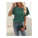 Butik Aura Mou Kadın Kısa Kollu Kolları Volanlı Baskılı Süprem Bluz