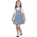 Butik Ayıcıklı Kız Çocuk Kot Jile Elbise - 2 - 3 Yaş - Mavi