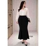 Butik Ayvitrin Kadın Balık Toparlayıcı Tasarım Uzun Etek - 001 Siyah - 2XL - 3XL