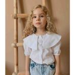 Butik Ayvitrin Kız Çocuk Gömlek Şal Yaka Düğmeli (Kumaş Dokusunda Çizgiler Vardır) - 001 - Beyaz - 11 - 12 Yaş