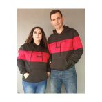 Butik Ayvitrin Sevgili Kombini Kapşonlu Çift Sweatshirt Kırmızı Şerit