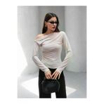 Butik Beyza Düşük Omuz Bluz Esnek Sandy Kumaş