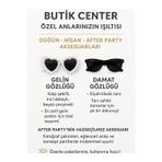 Butik Center Beyaz İncili Kalpli & Siyah Gözlük Parti Gözlüğü 2 Adet