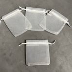 Butik Center Kırık Beyaz Tül Kese Organze Pullu Çerez Kesesi 12X14 cm Pullu ve Pulsuz Karışık 10 Adet