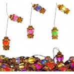 Butik Center Ramazan Temalı Dekoratif Fenerli LED Işık Zinciri - Gün Işığı Pilli 3 Metre (Ay Yıldız/kandil Model) - 2 m - Sarı