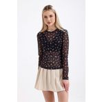 Butik Desenli Transparan Tül Body