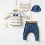 Butik Erkek Bebek %100 Pamuklu Alt - Üst 5'li Hastane Çıkışı Yeni Doğan Set - 0 - 3 Ay - Yeşil