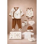Butik Erkek Bebek %100 Pamuklu Antialerjik 10'lu Hastane Çıkışı Yenidoğan Set - 0 - 3 Ay - Kahve