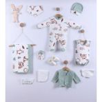 Butik Erkek Bebek %100 Pamuklu Antialerjik Hastane Çıkışı 10'lu Yenidoğan Set - Yeşil - 0 - 3 Ay