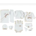 Butik Erkek Bebek %100 Pamuklu Antialerjik Hastane Çıkışı 10'lu Yenidoğan Seti Kutulu - 0 - 3 Ay - Beyaz