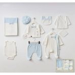 Butik Erkek Bebek %100 Pamuklu - Antialerjik Hastane Çıkışı Yenidoğan Set 10 Parça - Mavi - 0 - 3 Ay