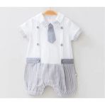 Butik Erkek Bebek %100 Pamuklu Organik Kumaş Tulum - Gri - 6 Ay