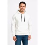Butik Erkek Üç İplik Kapüşonlu Kanguru Cepli SweatShirt Hoodie - Beyaz