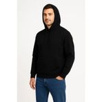 Butik Erkek Üç İplik Kapüşonlu Kanguru Cepli SweatShirt Hoodie - Siyah