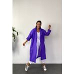 Butik Gardrop Kadın Mor Çıt Çıt Detay Şeffaf Yağmurluk