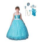 Butik Happy Kids Butikhappykids Frozen Elsa Kostümü Askılı Kasnaklı Kabarık Kostüm 6 Lı Set - 2 - 3 Yaş - Mavi
